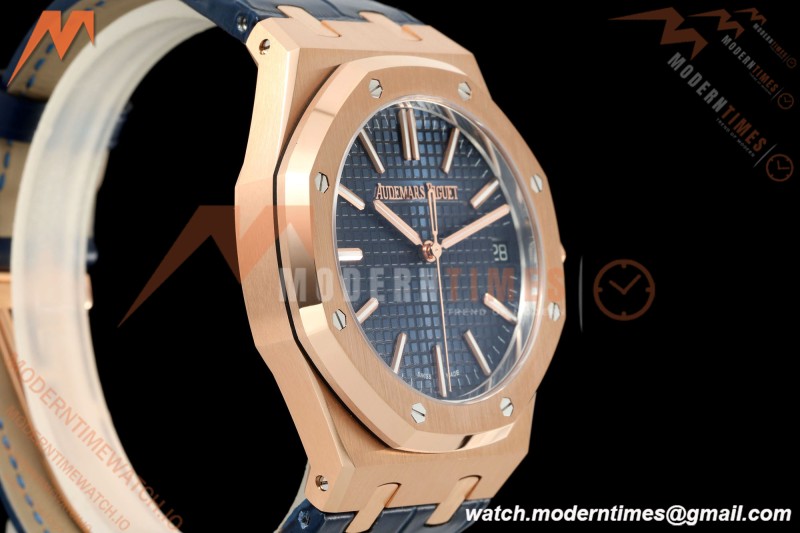 Audemars Piguet - Royal Oak 41mm 15510OR Gain Weight RG/LE Blue Dial DDF DD4302 Mod | 오데마 피게 - 로얄 오크 41mm 15510OR 게인 웨이트 RG/LE 블루 다이얼 DDF DD4302 모드