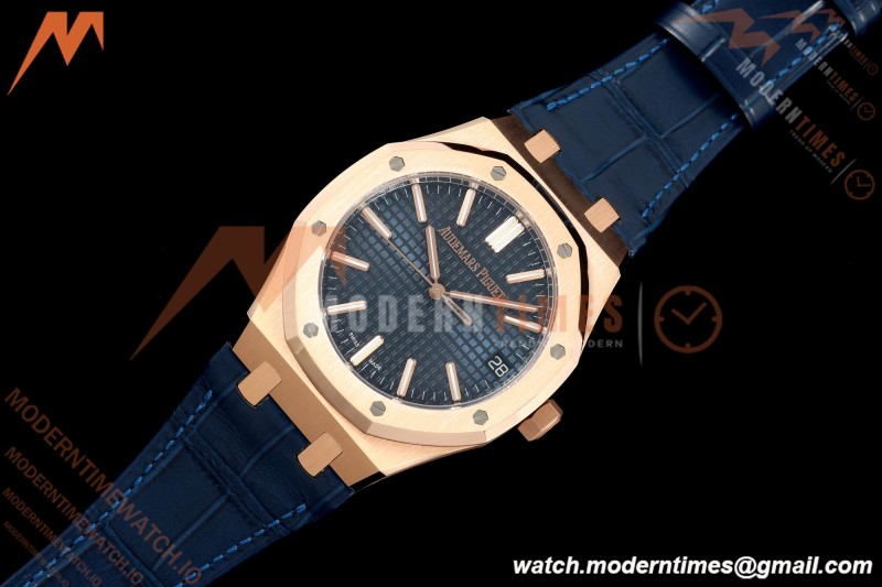 Audemars Piguet - Royal Oak 41mm 15510OR Gain Weight RG/LE Blue Dial DDF DD4302 Mod | 오데마 피게 - 로얄 오크 41mm 15510OR 게인 웨이트 RG/LE 블루 다이얼 DDF DD4302 모드