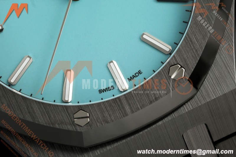Audemars Piguet - Royal Oak 15500 41mm Black Ceramic Tiffany Blue APSF SA4302 Mod | 오데마 피게 - 로얄 오크 15500 41mm 블랙 세라믹 티파니 블루 APSF SA4302 모드