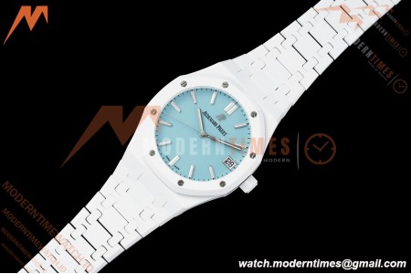 Audemars Piguet - Royal Oak 15500ST 41mm White Ceramic Tiffany Blue Dial APSF A4302 Mod