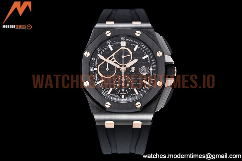 Audemars Piguet - AP ROO Chronograph CER/RU Black/Stk/RG APF A3126 Mod