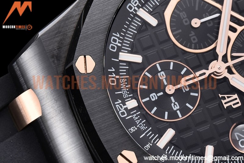 Audemars Piguet - AP ROO Chronograph CER/RU Black/Stk/RG APF A3126 Mod