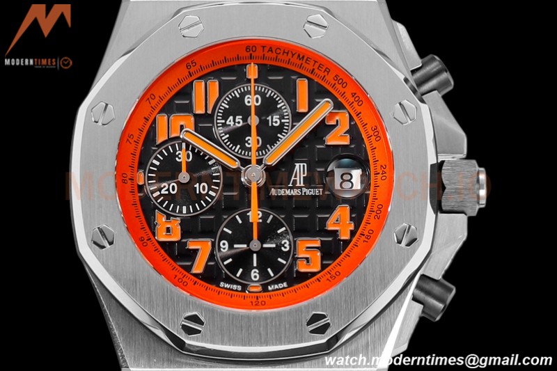Audemars Piguet - AP ROO Chronograph SS/LE Black/Num Orange  JF A3126 Mod