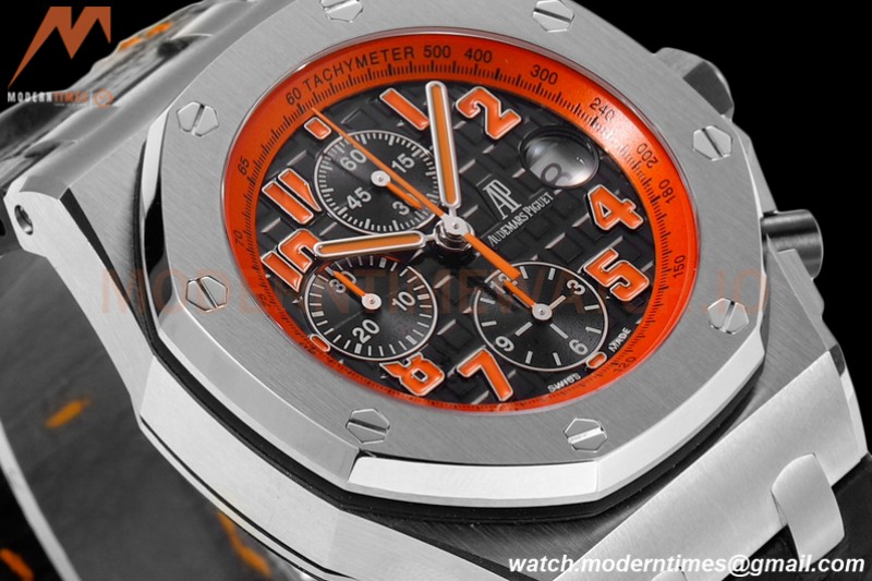Audemars Piguet - AP ROO Chronograph SS/LE Black/Num Orange  JF A3126 Mod