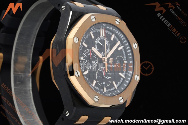 Audemars Piguet - AP ROO Chronograph Sec@12 26406FR 44mm CER/RG/RU Black APJF A3126 Mod