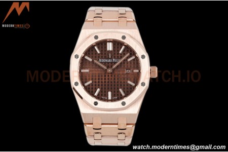 Audemars Piguet - Royal Oak Ladies 67650OR 33mm RG/RG Brn/Stk ZF Swiss Qtz