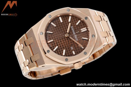 Audemars Piguet - Royal Oak Ladies 67650OR 33mm RG/RG Brn/Stk ZF Swiss Qtz