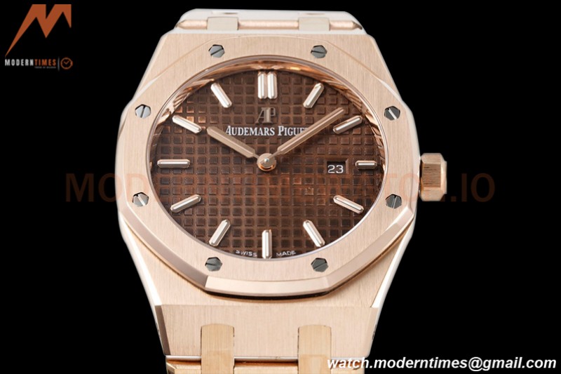 Audemars Piguet - Royal Oak Ladies 67650OR 33mm RG/RG Brn/Stk ZF Swiss Qtz