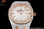 Audemars Piguet - Royal Oak Ladies 67651SR 33mm Dia RG/SS Wht/Stk ZF Swiss Qtz