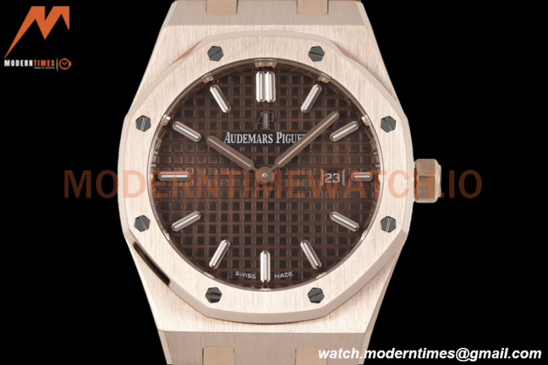 Audemars Piguet - Royal Oak Ladies 67650OR 33mm RG/RG Brn/Stk ZF Swiss Qtz