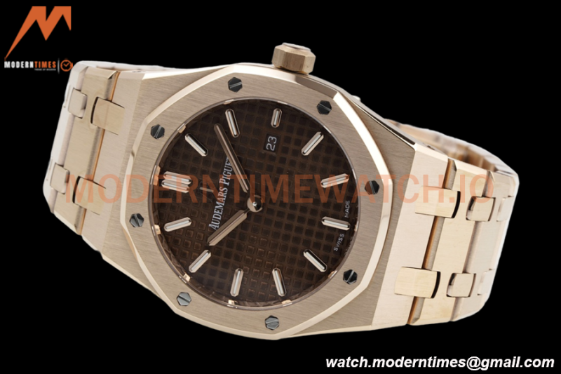 Audemars Piguet - Royal Oak Ladies 67650OR 33mm RG/RG Brn/Stk ZF Swiss Qtz