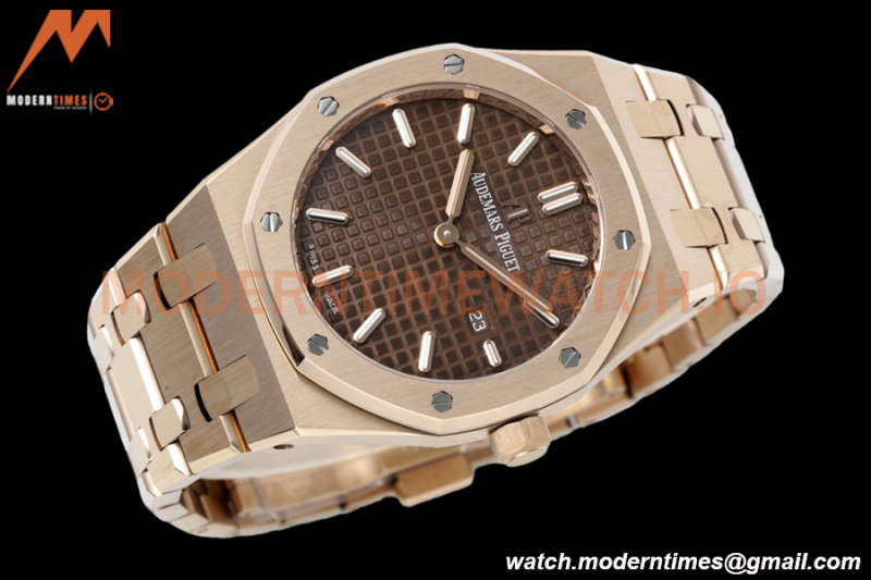 Audemars Piguet - Royal Oak Ladies 67650OR 33mm RG/RG Brn/Stk ZF Swiss Qtz