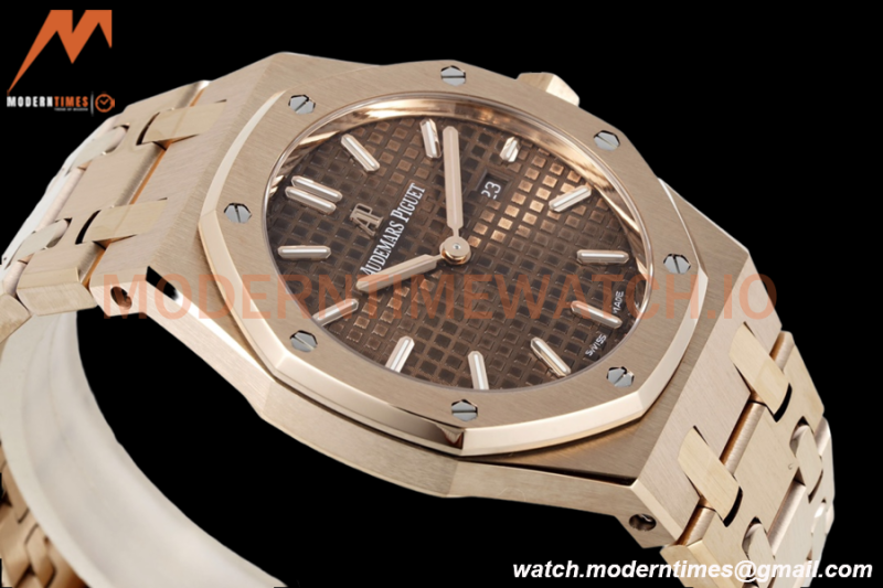 Audemars Piguet - Royal Oak Ladies 67650OR 33mm RG/RG Brn/Stk ZF Swiss Qtz