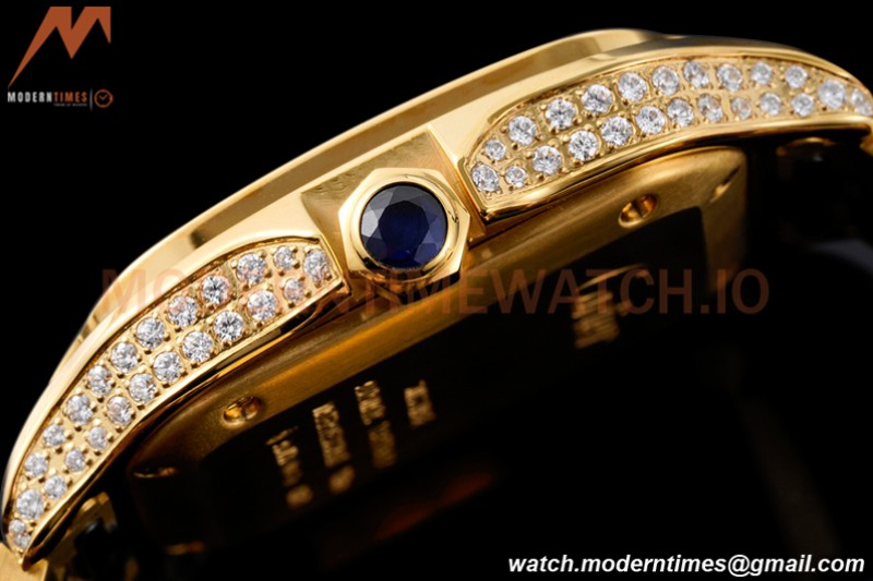 Cartier - Santos De Cartier 35mm Automatic Full Diams YG/YG White BVF MY9039