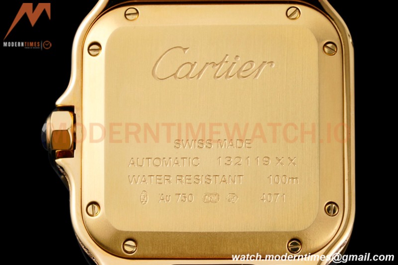 Cartier - Santos De Cartier 35mm Automatic Full Diams YG/YG White BVF MY9039