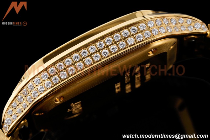 Cartier - Santos De Cartier 35mm Automatic Full Diams YG/YG White BVF MY9039