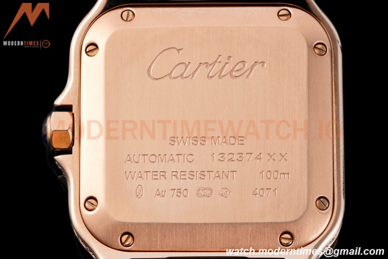 Cartier - Santos De Cartier 35mm Automatic Full Diams RG/RG White BVF MY9039