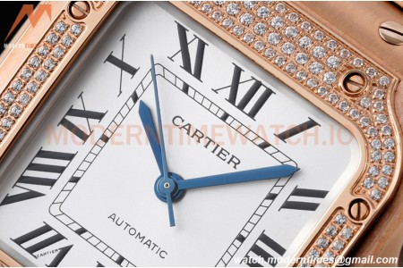 Cartier - Santos De Cartier 35mm Automatic Diams RG/RG White BVF MY9039