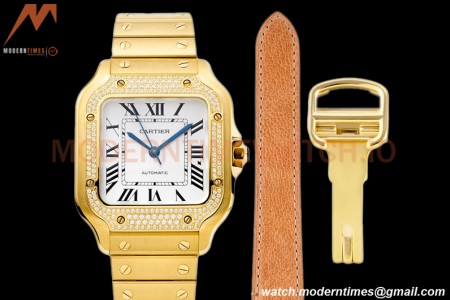 Cartier - Santos De Cartier 35mm Automatic Diams YG/YG White BVF MY9039
