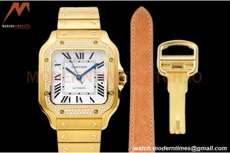 Cartier - Santos De Cartier 35mm Automatic Diams YG/YG White BVF MY9039