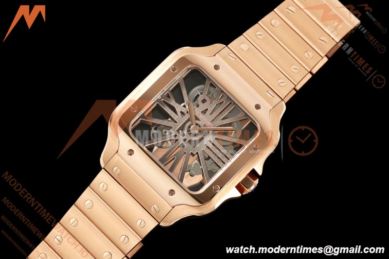Cartier - Santos De Cartier Skeleton WHSA0016 RG/RG Skeleton Dial RF 9611MC