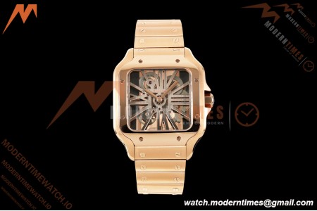 Cartier - Santos De Cartier Skeleton WHSA0016 RG/RG Skeleton Dial RF 9611MC