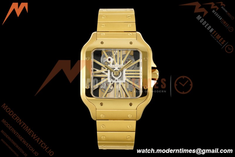 Cartier - Santos De Cartier Skeleton WHSA0042 YG/YG Gold Skeleton Dial RF 9611MC