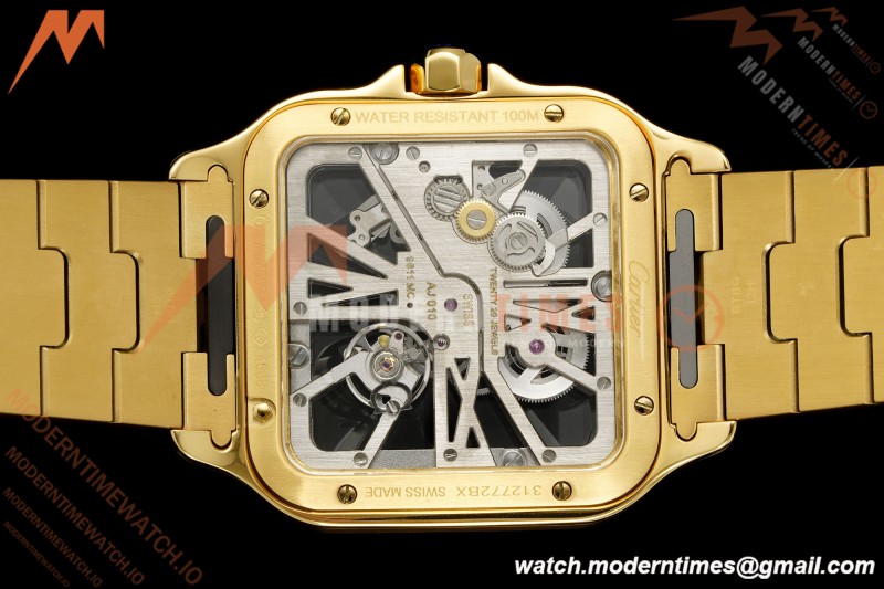 Cartier - Santos De Cartier Skeleton WHSA0042 YG/YG Gold Skeleton Dial RF 9611MC