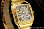 Cartier - Santos De Cartier Skeleton WHSA0042 YG/YG Gold Skeleton Dial RF 9611MC