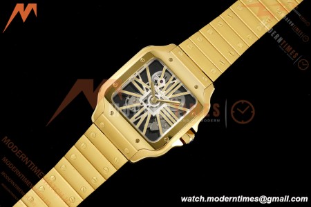 Cartier - Santos De Cartier Skeleton WHSA0042 YG/YG Gold Skeleton Dial RF 9611MC