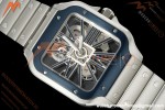 Cartier - Santos De Cartier Skeleton WHSA0026 SS/SS Blue Skeleton Dial RF 9611MC