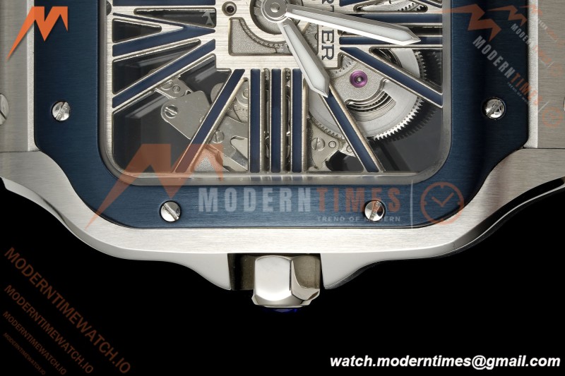 Cartier - Santos De Cartier Skeleton WHSA0026 SS/SS Blue Skeleton Dial RF 9611MC