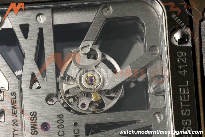 Cartier - Santos De Cartier Skeleton WHSA0027 SS/PVD Black Skeleton Dial RF 9611MC