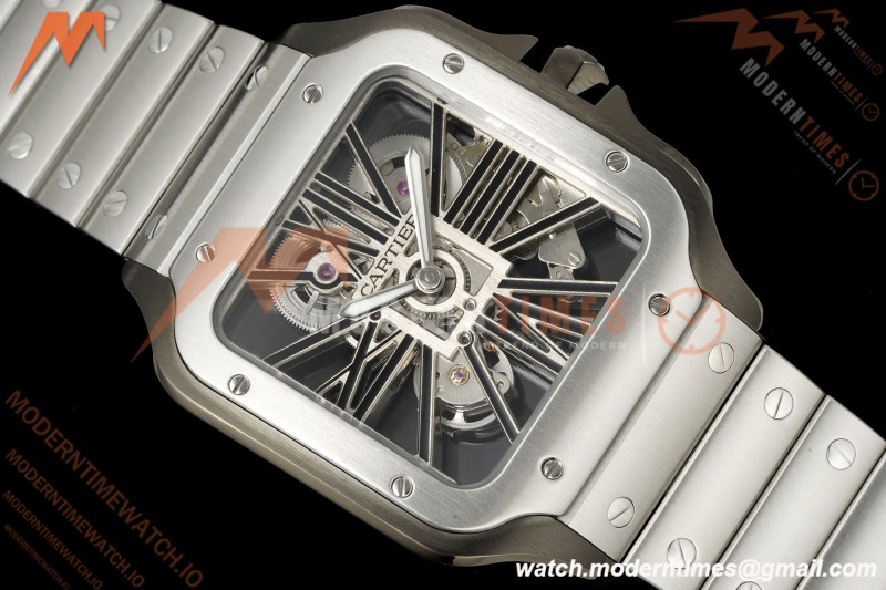 Cartier - Santos De Cartier Skeleton WHSA0027 SS/PVD Black Skeleton Dial RF 9611MC