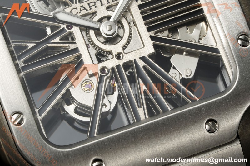 Cartier - Santos De Cartier Skeleton WHSA0027 SS/PVD Black Skeleton Dial RF 9611MC