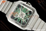 Cartier - Santos De Cartier Skeleton WHSA0028 SS/SS Green Skeleton Dial RF 9611MC