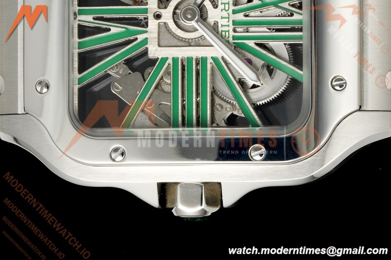 Cartier - Santos De Cartier Skeleton WHSA0028 SS/SS Green Skeleton Dial RF 9611MC