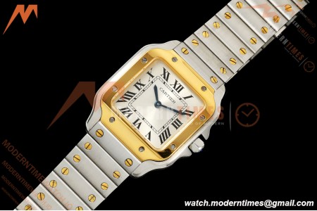 Cartier - Santos De Cartier 27mm SS/YG Silver Dial 8848F Quartz
