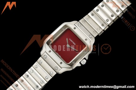 Cartier - Santos De Cartier 27mm SS/SS Red Dial 8848F Quartz