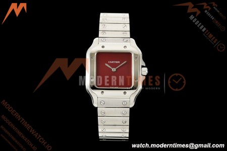 Cartier - Santos De Cartier 27mm SS/SS Red Dial 8848F Quartz