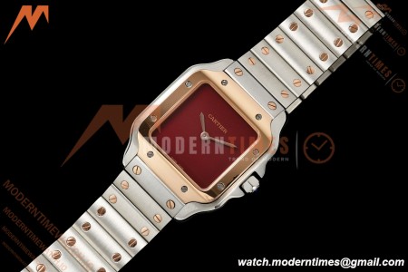 Cartier - Santos De Cartier 27mm SS/RG Red Dial 8848F Quartz