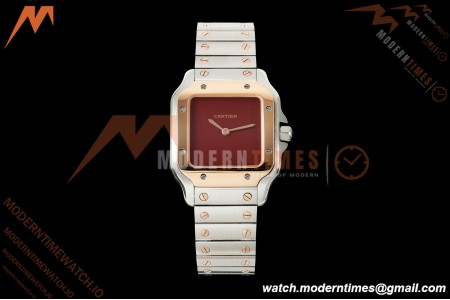 Cartier - Santos De Cartier 27mm SS/RG Red Dial 8848F Quartz
