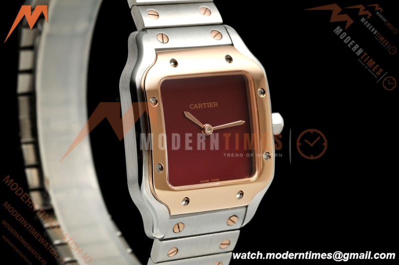 Cartier - Santos De Cartier 27mm SS/RG Red Dial 8848F Quartz