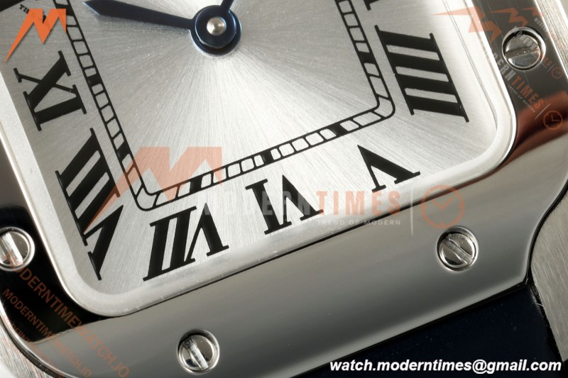 Cartier - Santos De Cartier 27mm SS/Alligator Leather Silver Dial DRF Quartz