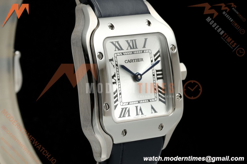 Cartier - Santos De Cartier 27mm SS/Alligator Leather Silver Dial DRF Quartz