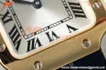Cartier - Santos De Cartier 27mm YG/SS/Alligator Leather Silver Dial DRF Quartz