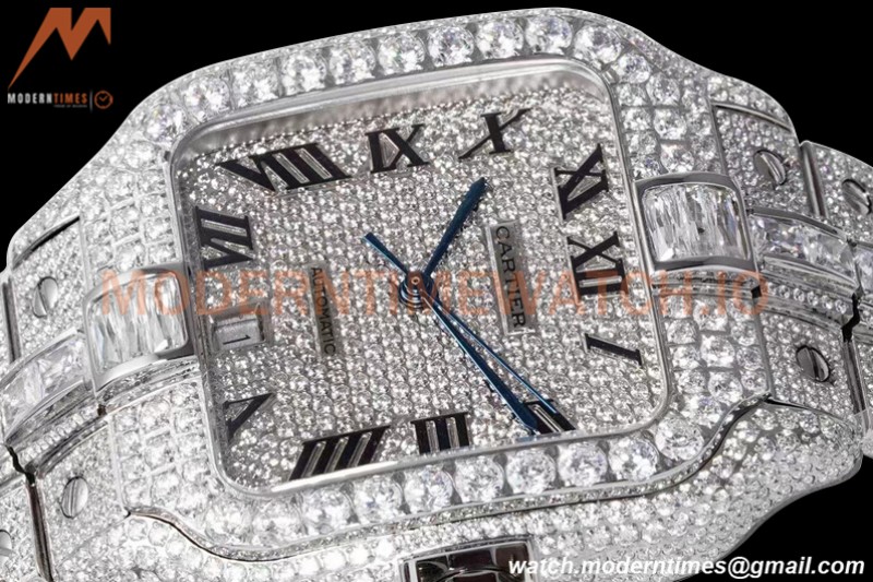 Cartier - Santos De Cartier Mens Automatic 40mm Diamond SS/SS Dia/Rmn TWF A2824
