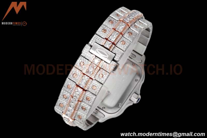 Cartier - Santos De Cartier Mens Automatic 40mm Diamond RG/SS Dia/Ara TWF A2824