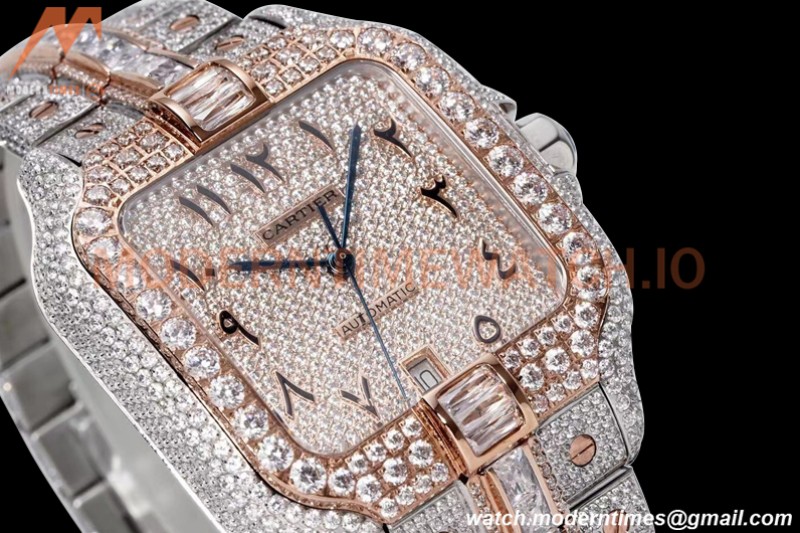 Cartier - Santos De Cartier Mens Automatic 40mm Diamond RG/SS Dia/Ara TWF A2824