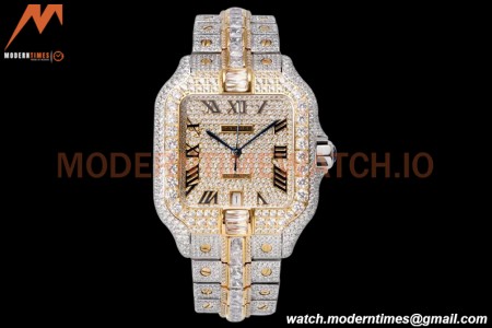 Cartier - Santos De Cartier Mens Automatic 40mm Diamond YG/SS Dia/Rmn TWF A2824